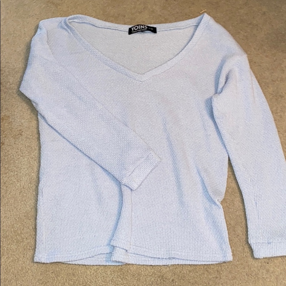 Yoins baby blue v-neck sweater